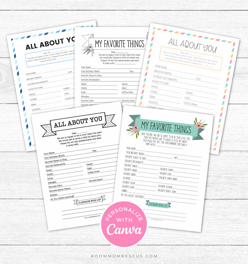 Editable Teacher Favorites Bundle (Customize in Canva)