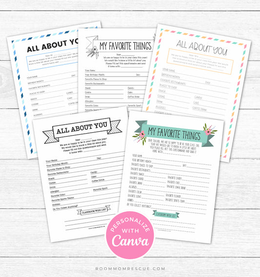 Editable Teacher Favorites Bundle (Customize in Canva)